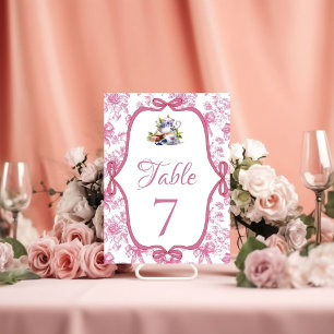 Pink Wildflower Tea Party Bridal Shower party Table Number
