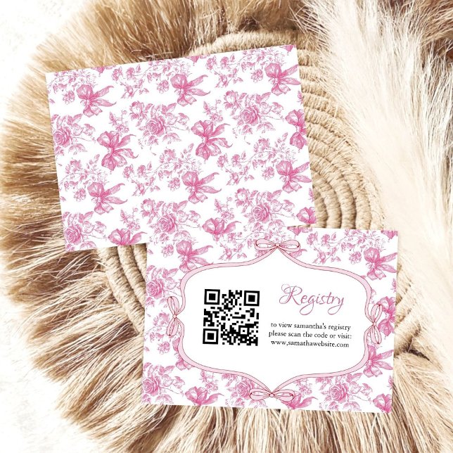 Pink Wildflower Tea Party Bridal Shower registry Enclosure Card (Creator Uploaded)