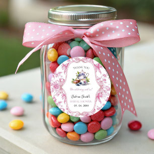 Pink Wildflower Tea Party Bridal Shower Thank You Classic Round Sticker