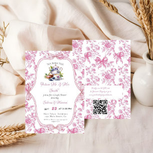 Pink Wildflower Tea Party Couple Shower Invitation