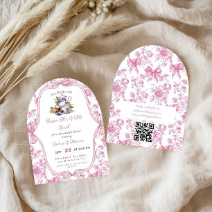 Pink Wildflower Tea Party Couple Shower Invitation
