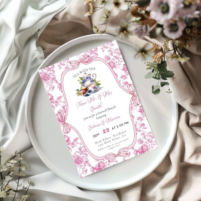 Pink Wildflower Tea Party Farewell brunch  Invitation (Creator Uploaded)