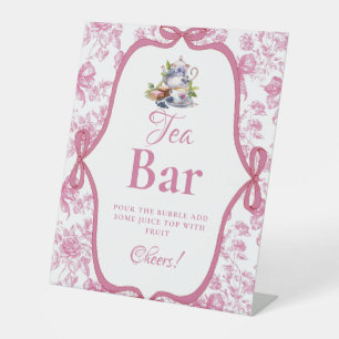 Pink Wildflower Tea Party  Mimosa Bar  Sign