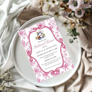 Pink Wildflower Tea Party Rehearsal Dinner Invitation