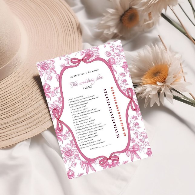 Pink Wildflower Tea Weding Shoe Game Card (Creator Uploaded)