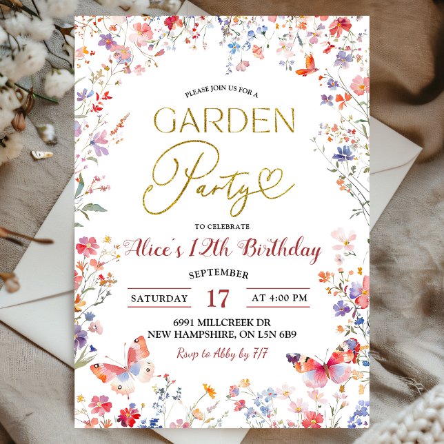 Pink Wildflower Teens Birthday Invitation (Creator Uploaded)