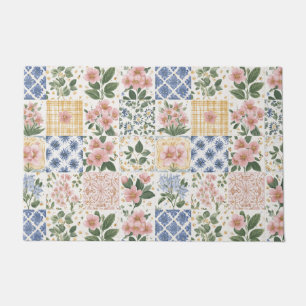 Pink Wildflower Watercolor Floral  Doormat