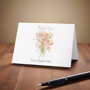 Pink Wildflower Watercolor Floral  Thank You Card