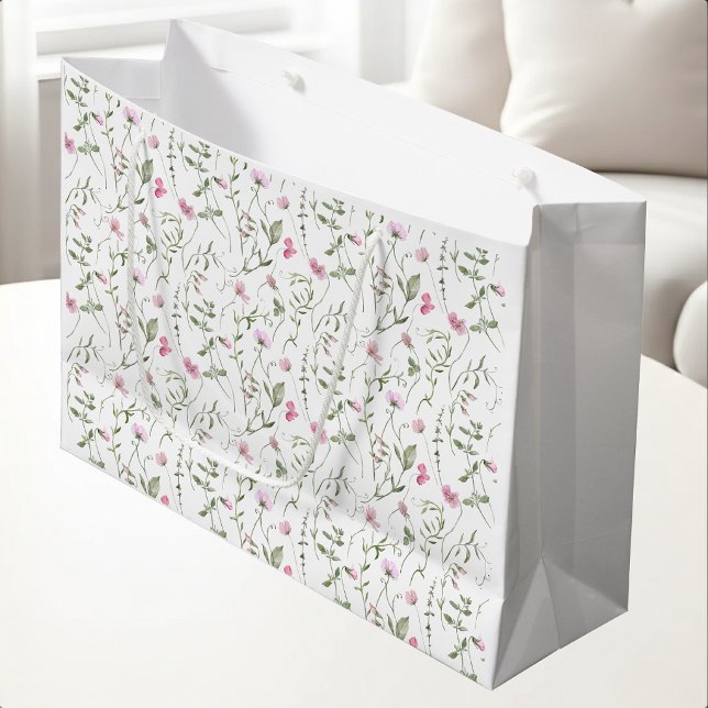 Pink Wildflower Watercolor Large Gift Bag (Creator Uploaded)