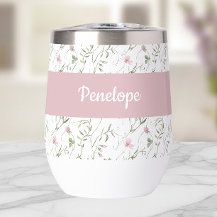 Pink Wildflower Watercolor Monogram Name