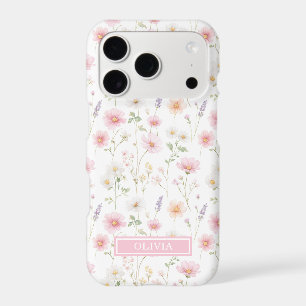 Pink Wildflower Watercolor Monogrammed