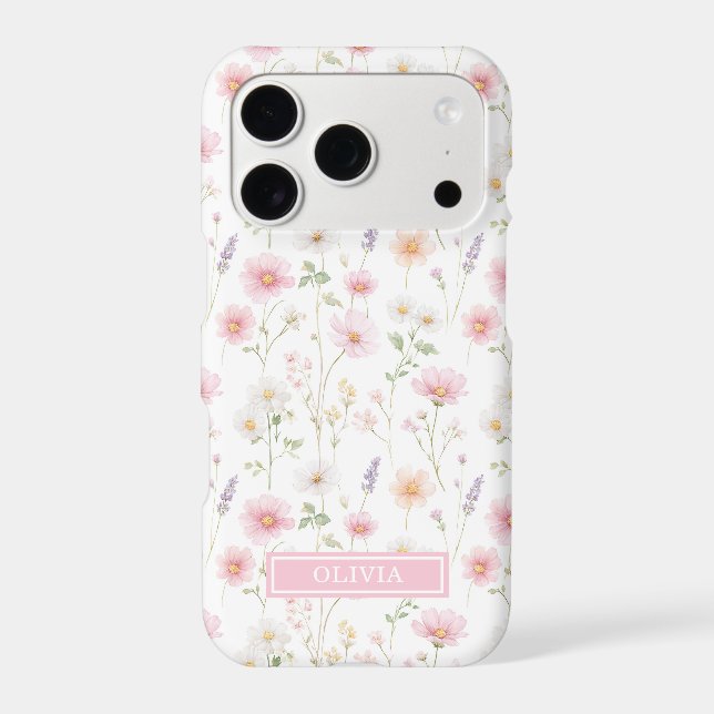 Pink Wildflower Watercolor Monogrammed (Back)