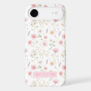 Pink Wildflower Watercolor Monogrammed