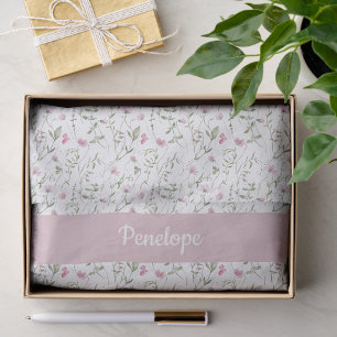 Pink Wildflower Watercolor Tissue Paper