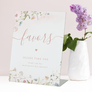 Pink Wildflower Wedding Favours Please Take One  Pedestal Sign