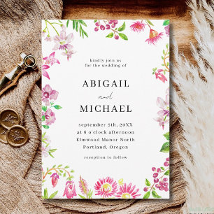 Pink Wildflower Wedding Garden Dusty Wedding Invitation