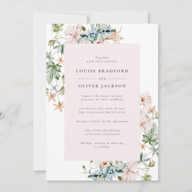 Pink Wildflower Wedding Invitation (Front)