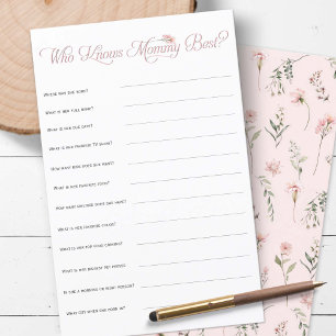 Pink Wildflower Who knows Mummy best shower Game