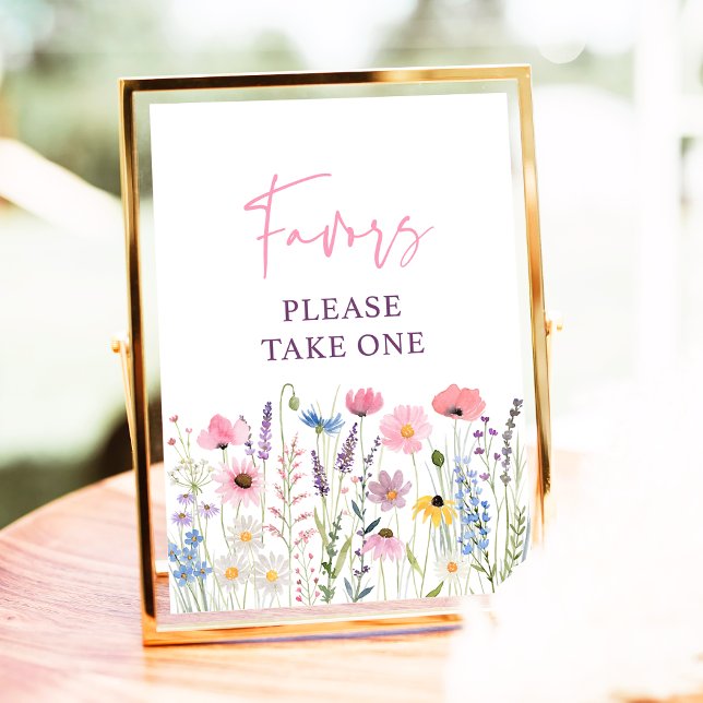 Pink Wildflowers Baby Shower Favour Sign (Creator Uploaded)
