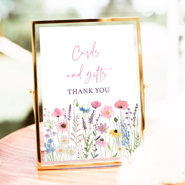 Pink Wildflowers Cards and Gifts Baby Shower Sign (Creator Uploaded)