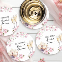  Pink Wildflowers Champagne Glasses and Cupcakes