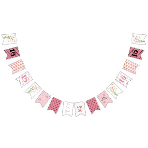 Pink Wildflowers Sweet Sixteen Birthday Party Bunting