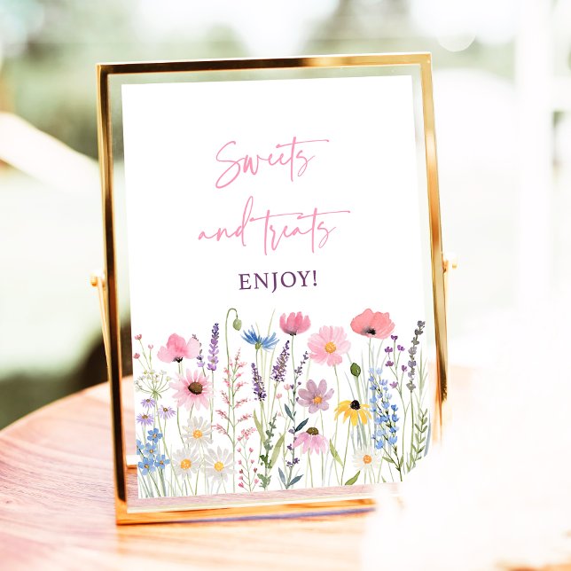 Pink Wildflowers Sweet Treats Baby Shower Sign (Creator Uploaded)