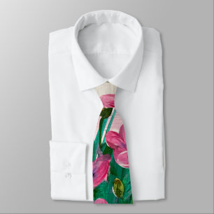 Pink Wildflowers Tie