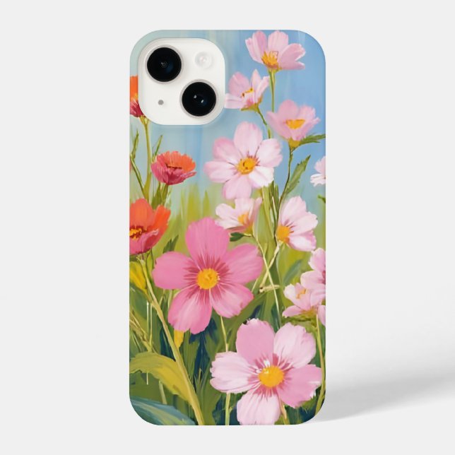 Pink Wildflowers | Watercolor Floral Painting iPhone Case (Back)