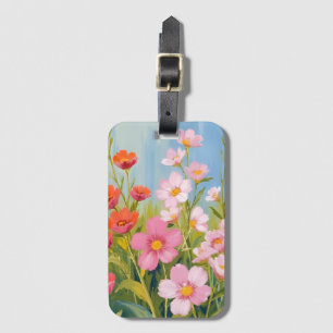 Pink Wildflowers Watercolor Floral Painting Luggage Tag