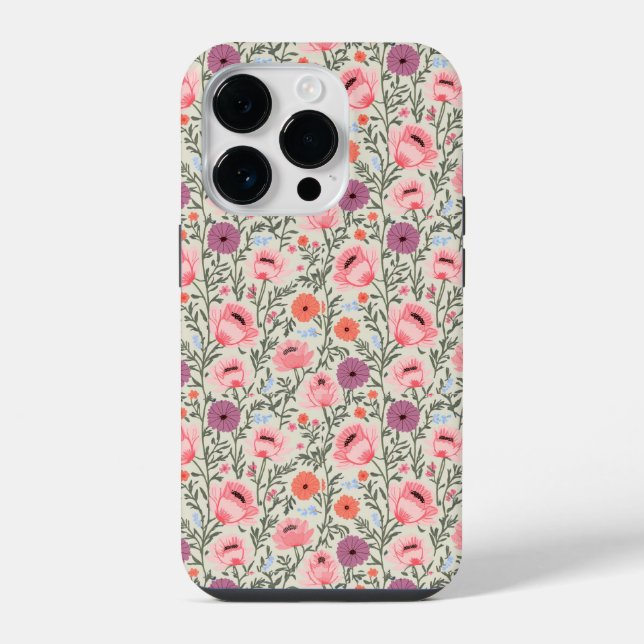 Pink Wildflowers Watercolor iPhone Case (Back)