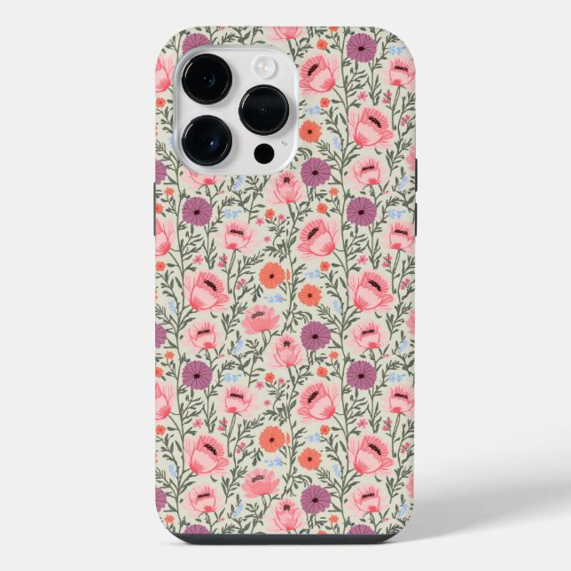 Pink Wildflowers Watercolor iPhone Case (Back)