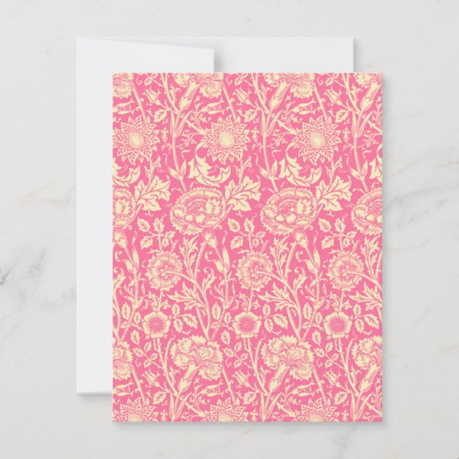 Pink William Morris Floral Invitation Template  (Front)