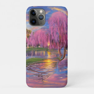Pink Willow trees at sunset by the pond    Case-Mate iPhone Case