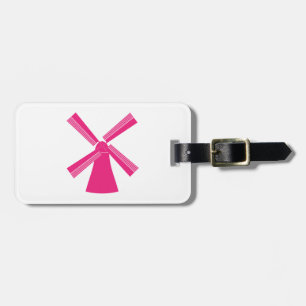 Pink Windmill Luggage Tag