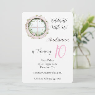 Pink Window Magical Floral Birthday Invitation