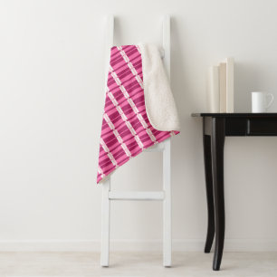 Pink Window Pane Contemporary Print Sherpa Blanket
