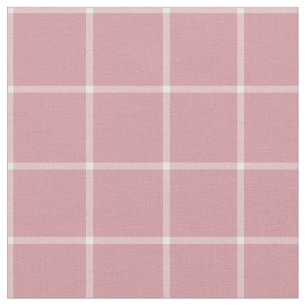 Pink Windowpane Check Plaid Fabric