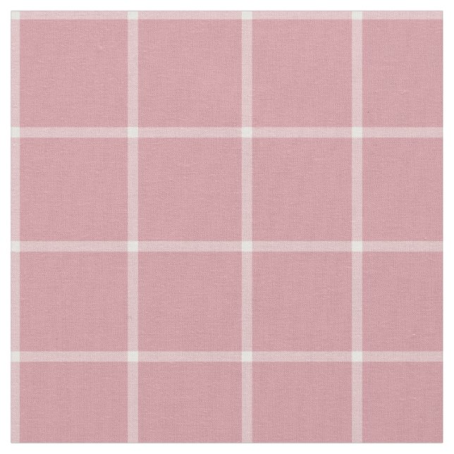 Pink Windowpane Check Plaid Fabric (Close Up)