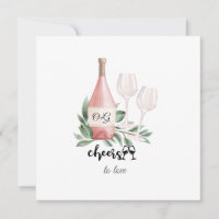 Pink Wine Bottle Cheers To Love Watercolor Wedding