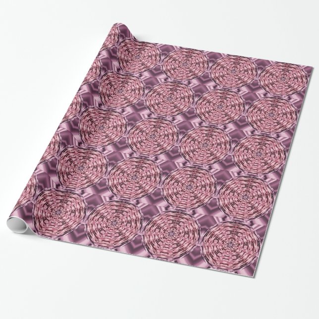 Pink Wine Satin Circle Wrapping Paper (Unrolled)
