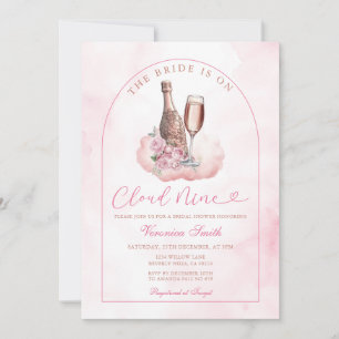 Pink Wine The Bride is Cloud Nine Bridal Shower Invitation