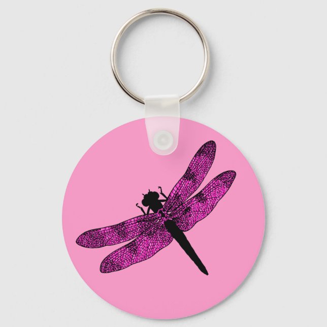 Pink Winged Dragonfly Key Ring (Front)