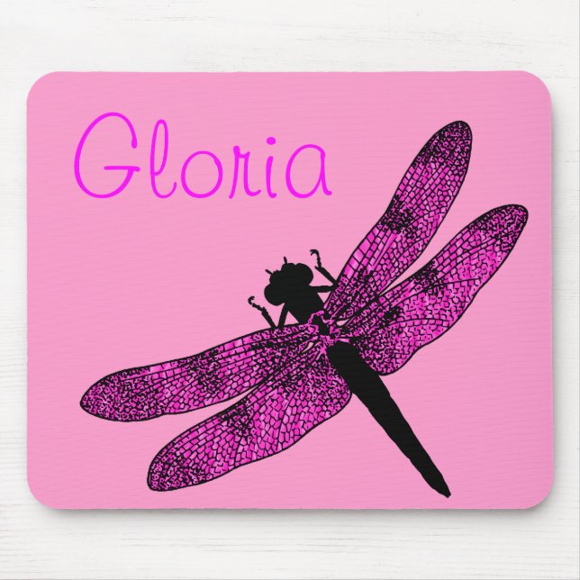 Pink Winged Dragonfly Mouse Pad (Front)