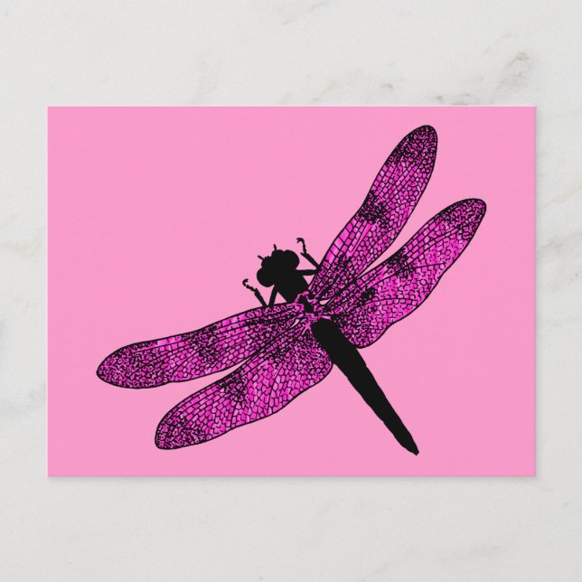 Pink Winged Dragonfly Postcard (Front)