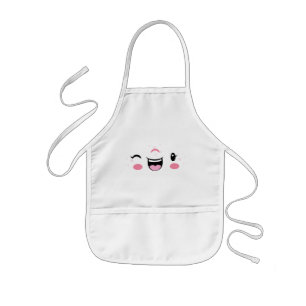 Pink Winking Kawaii Face Kid's Apron