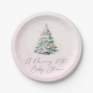 Pink winter A merry Little baby shower Paper Plate