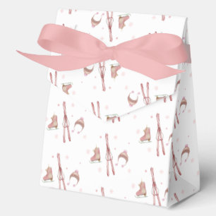 Pink Winter Après Bébé Ski Pattern Baby Shower Favour Box