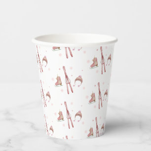 Pink Winter Après Bébé Ski Pattern Baby Shower  Paper Cups