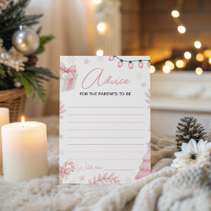 Pink Winter Baby Advice Card